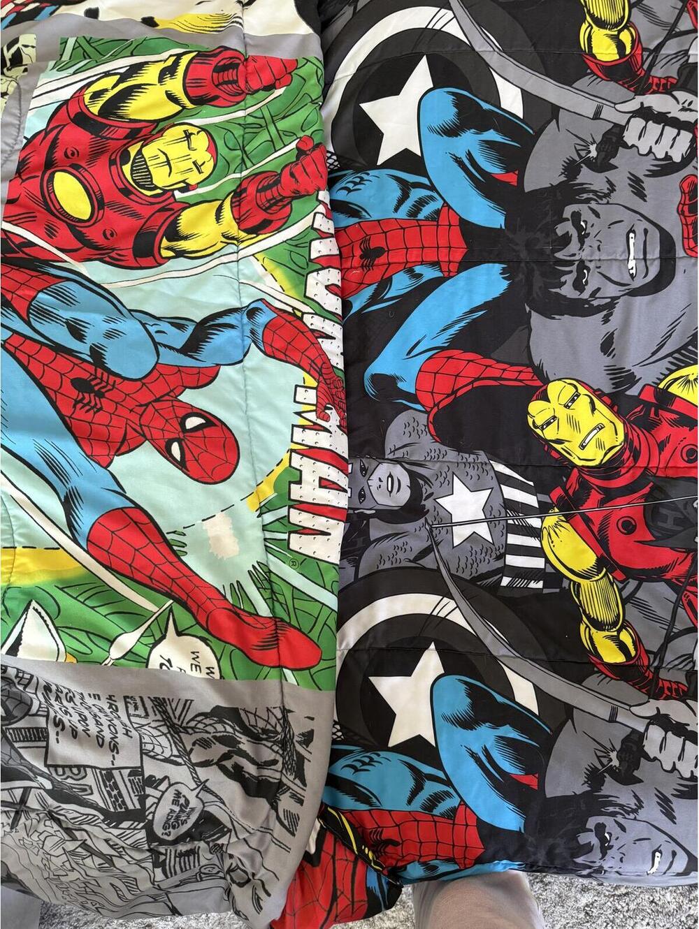 Marvel Comic Superhero Twin Comforter W/ 2 Pillowcases Captain America Spiderman